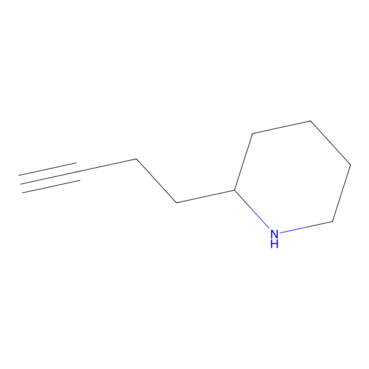 2-(But-3-yn-1-yl)piperidine molecular structure, CAS 1410220-69-7