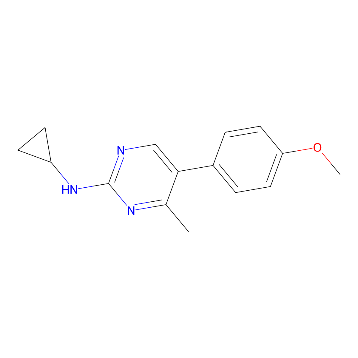 N-cyclopropyl-5-(4-methoxyphenyl)-4-methylpyrimidin-2-amine molecular structure, CAS 1410239-25-6