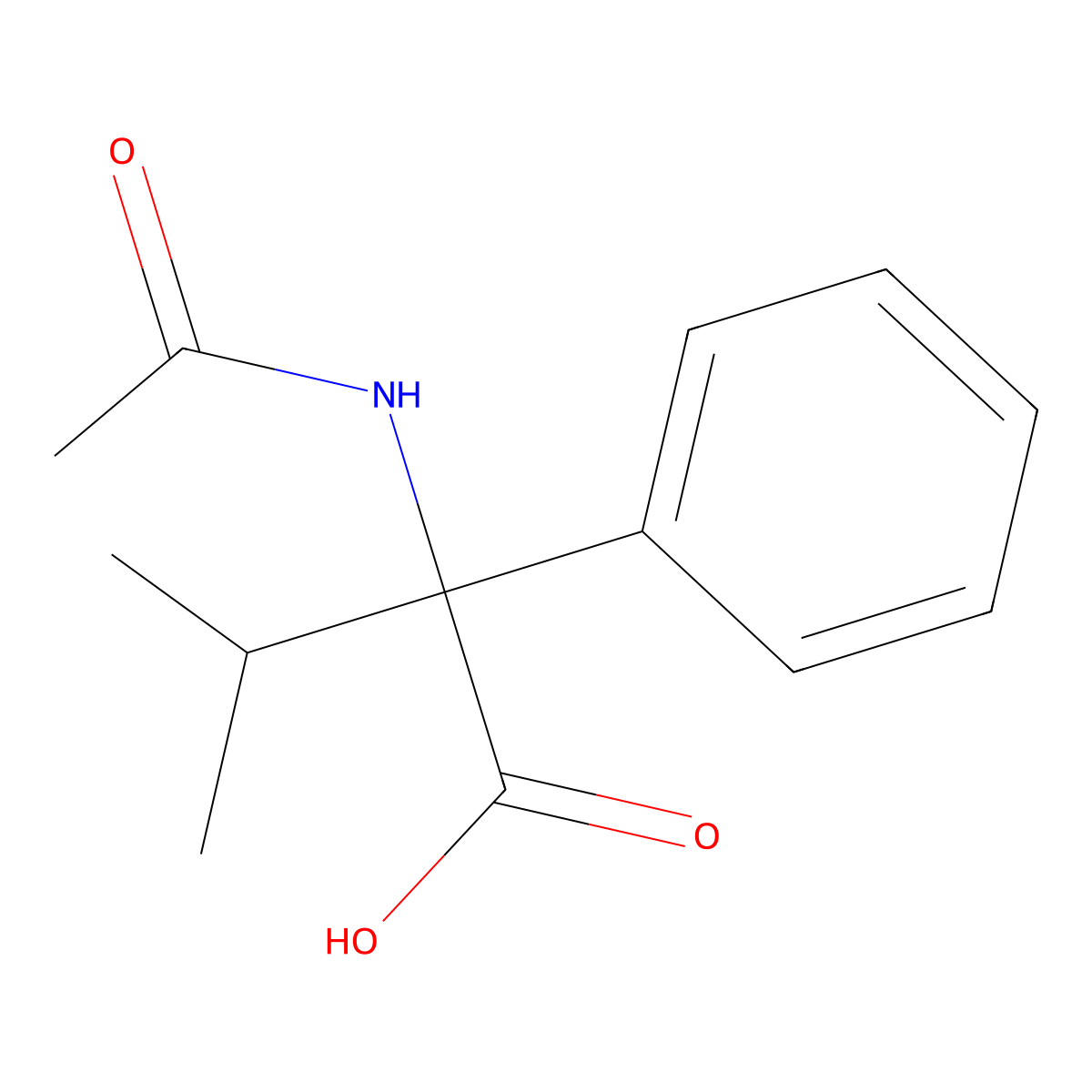 2-Acetamido-3-methyl-2-phenylbutanoic acid molecular structure, CAS 1410292-17-9