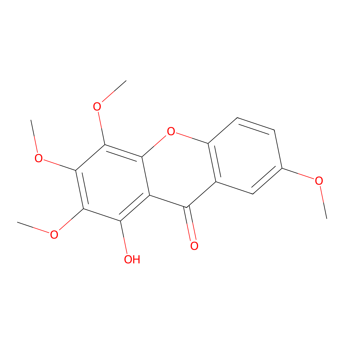 1-Hydroxy-2,3,4,7-tetramethoxyxanthone molecular structure, CAS 14103-09-4