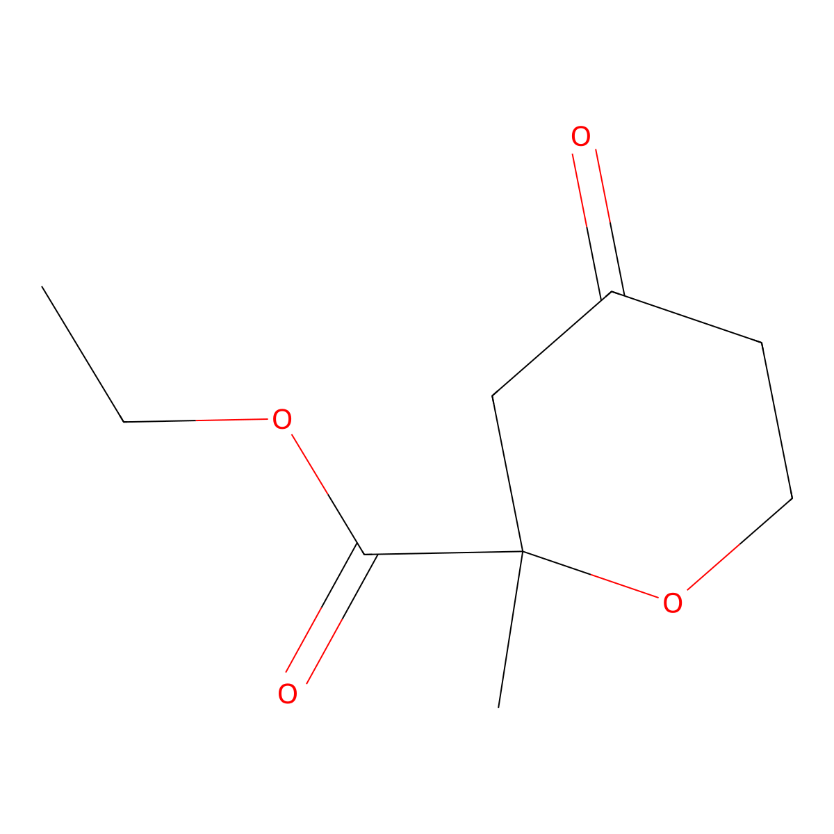Ethyl 2-methyl-4-oxooxane-2-carboxylate molecular structure, CAS 141033-94-5