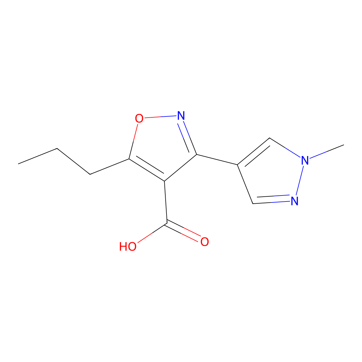 3-(1-Methyl-1h-pyrazol-4-yl)-5-propylisoxazole-4-carboxylic acid molecular structure, CAS 1410331-51-9