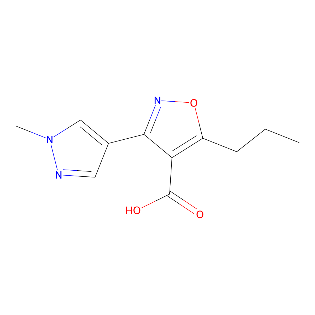 3-(1-Methyl-1h-pyrazol-4-yl)-5-propylisoxazole-4-carboxylic acid molecular structure, CAS 1410331-51-9