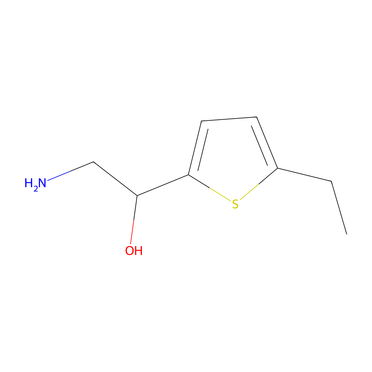 2-Amino-1-(5-ethylthiophen-2-yl)ethan-1-ol molecular structure, CAS 1410364-74-7