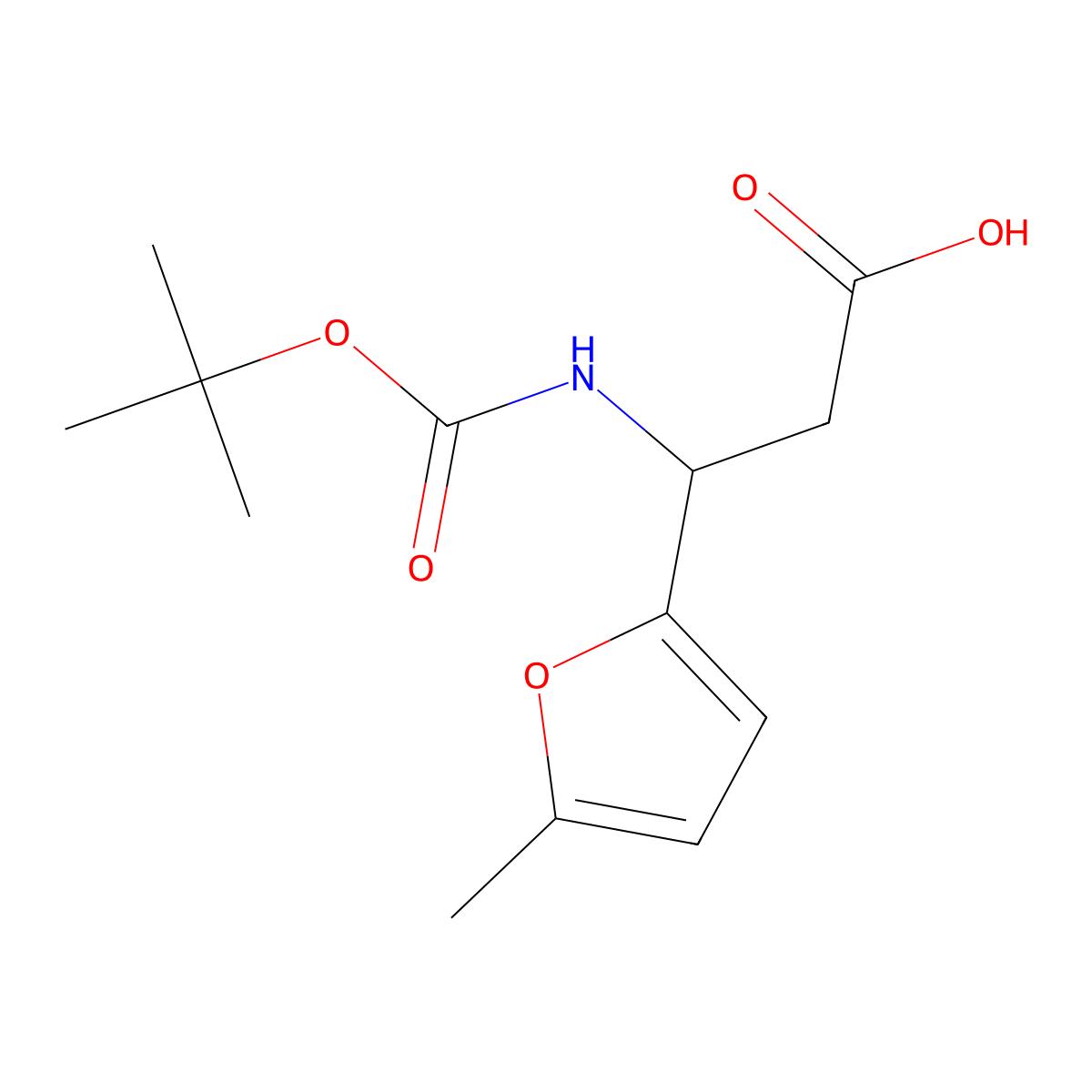 3-{[(Tert-butoxy)carbonyl]amino}-3-(5-methylfuran-2-yl)propanoic acid molecular structure, CAS 1410365-72-8