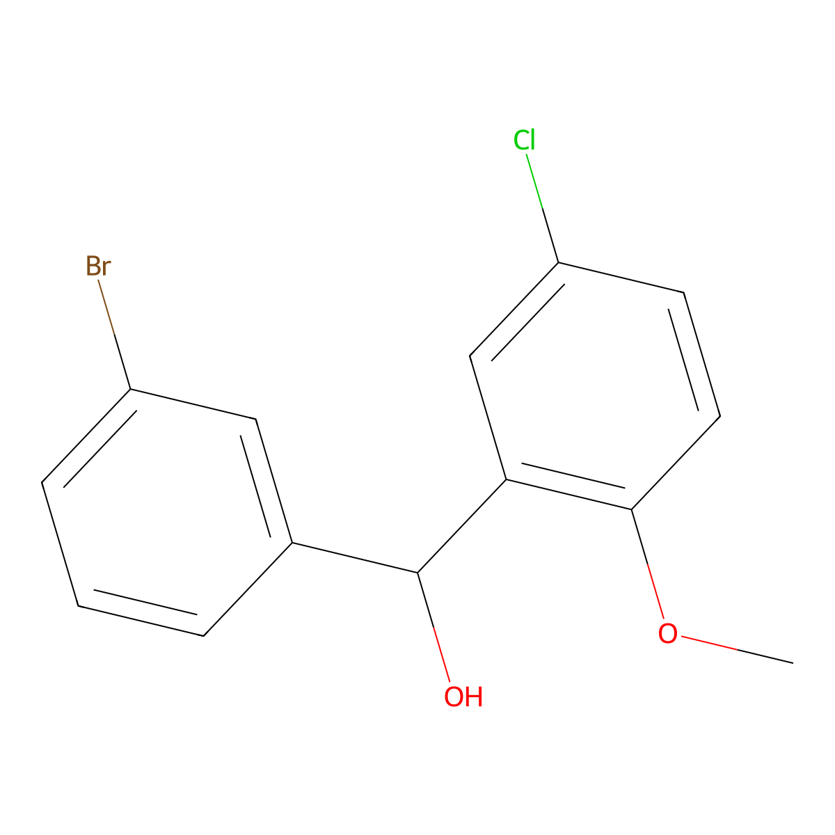 (3-Bromophenyl)(5-chloro-2-methoxyphenyl)methanol molecular structure, CAS 1410407-90-7