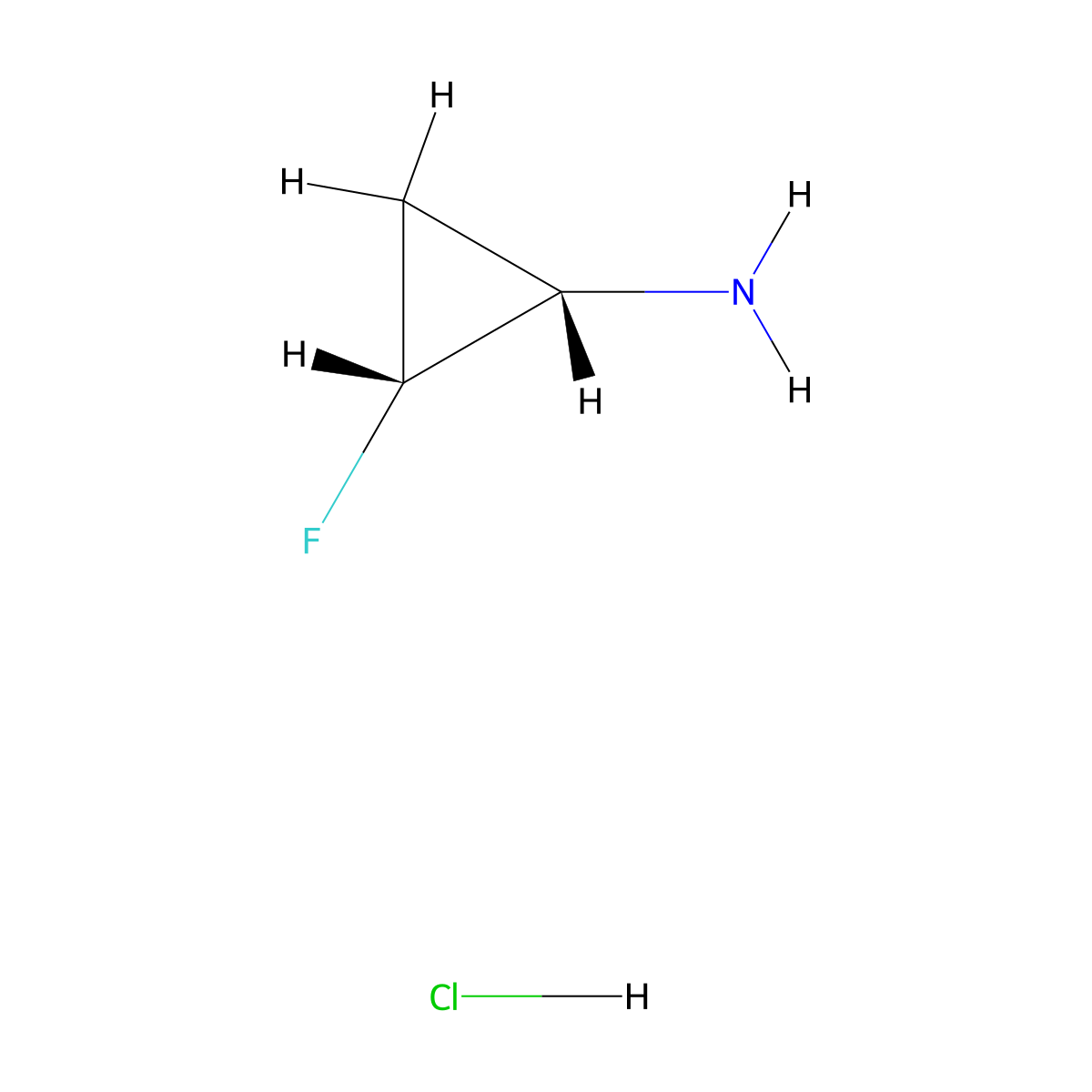 (1S,2R)-2-fluorocyclopropan-1-amine hydrochloride molecular structure, CAS 141042-20-8