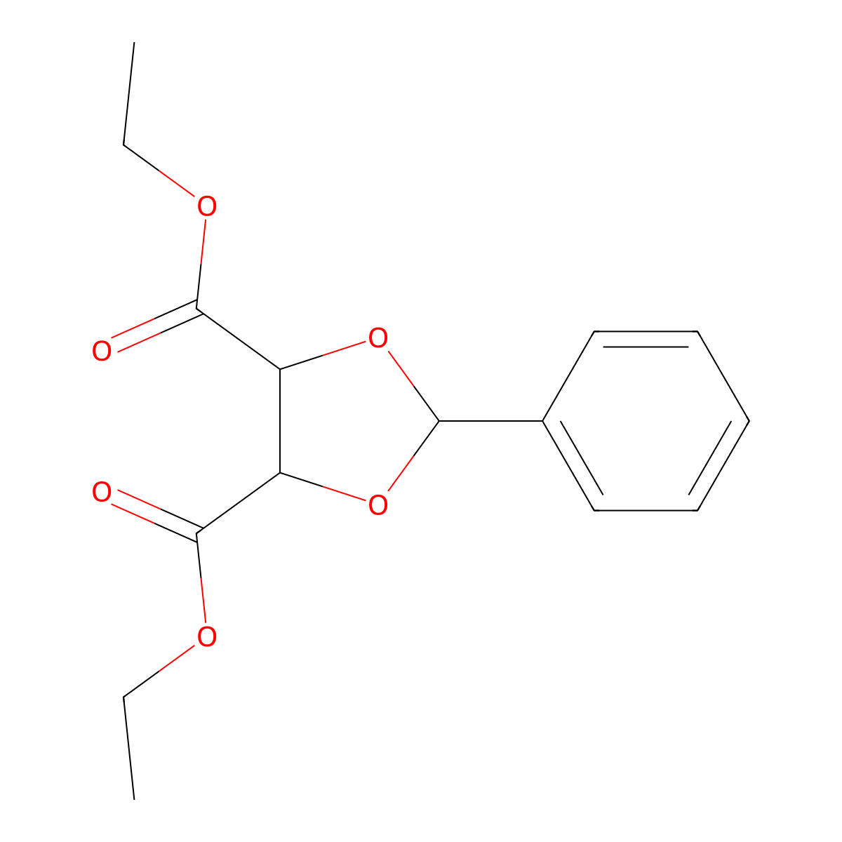 Diethyl 2-phenyl-1,3-dioxolane-4,5-dicarboxylate molecular structure, CAS 141042-56-0