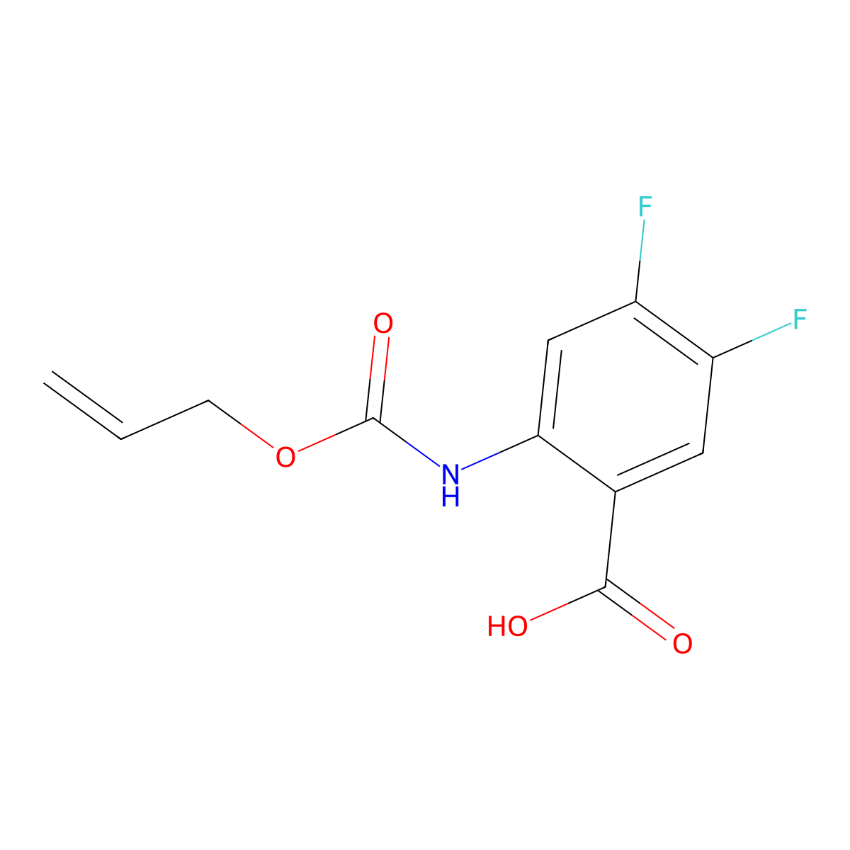 4,5-Difluoro-2-{[(prop-2-en-1-yloxy)carbonyl]amino}benzoic acid molecular structure, CAS 1410431-27-4
