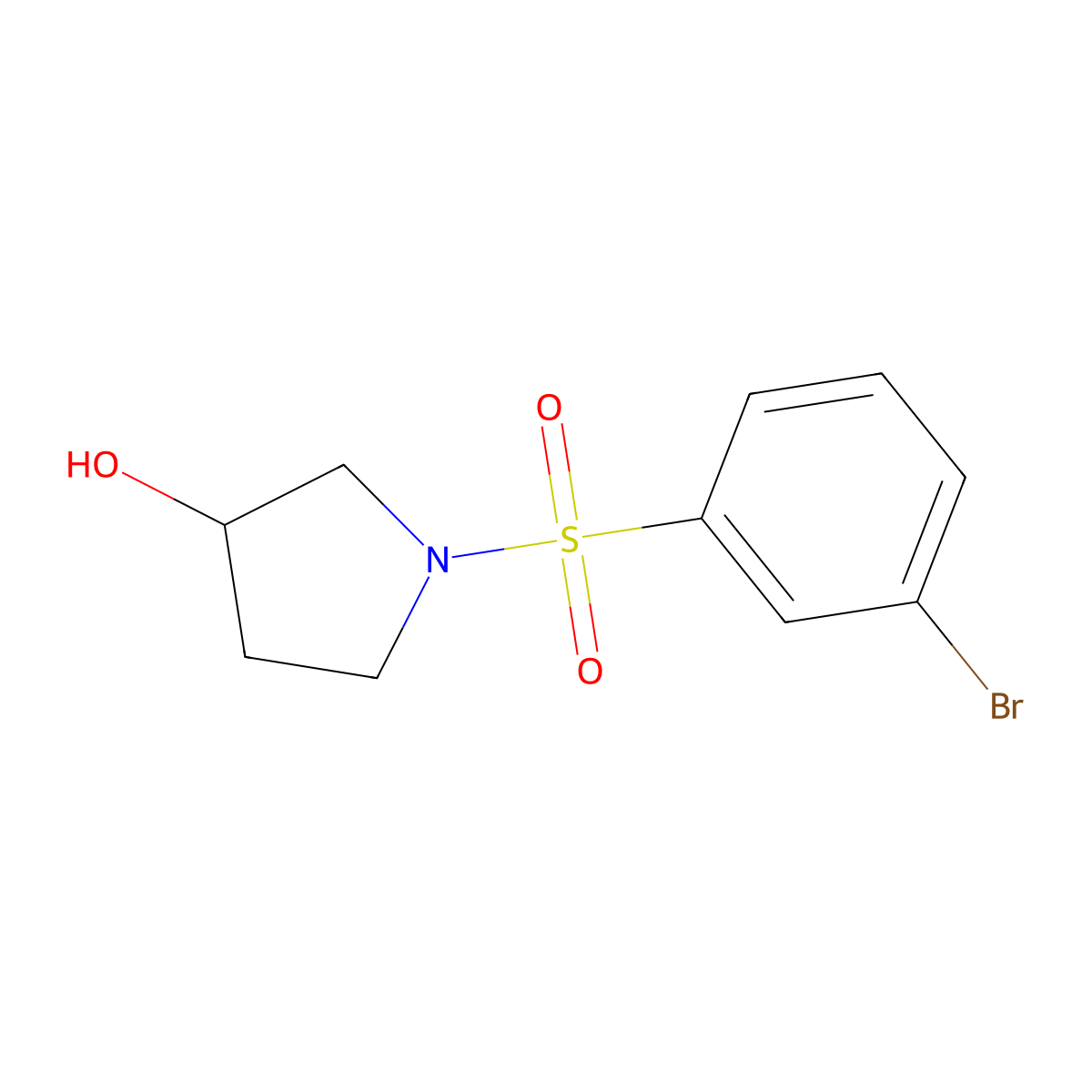 1-(3-Bromophenyl)sulfonylpyrrolidin-3-ol molecular structure, CAS 1410447-07-2