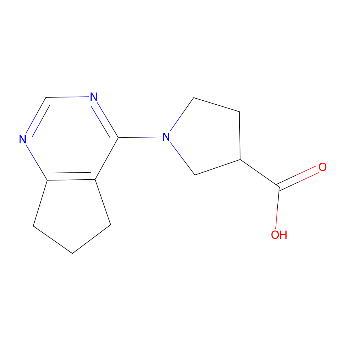1-(6,7-dihydro-5H-cyclopenta[d]pyrimidin-4-yl)pyrrolidine-3-carboxylic acid molecular structure, CAS 1410449-27-2