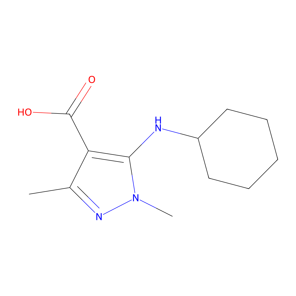 5-(Cyclohexylamino)-1,3-dimethyl-1h-pyrazole-4-carboxylic acid molecular structure, CAS 1410459-51-6
