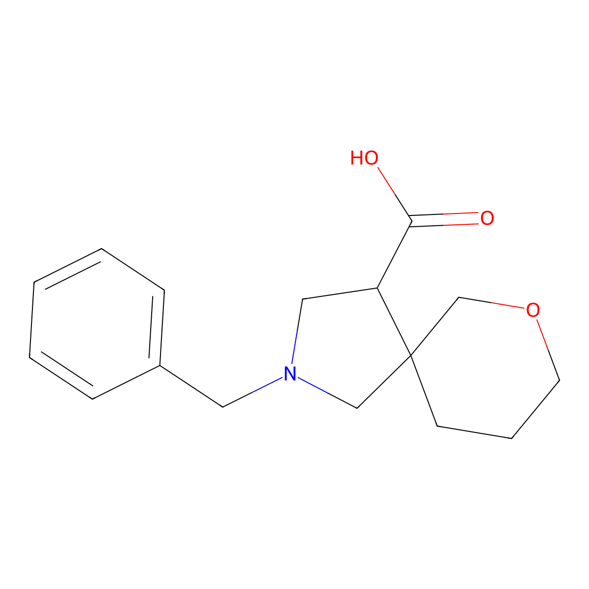 2-Benzyl-7-oxa-2-azaspiro[4.5]decane-4-carboxylic acid molecular structure, CAS 1410499-59-0