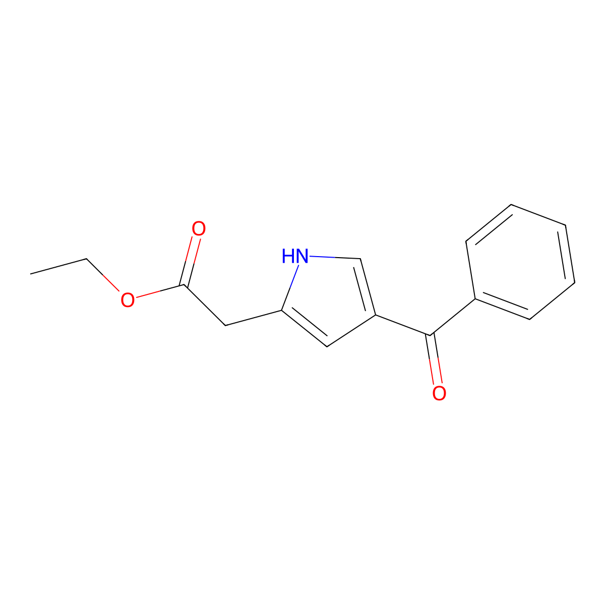 4-Benzoyl-1H-pyrrole-2-acetic acid ethyl ester molecular structure, CAS 141054-42-4
