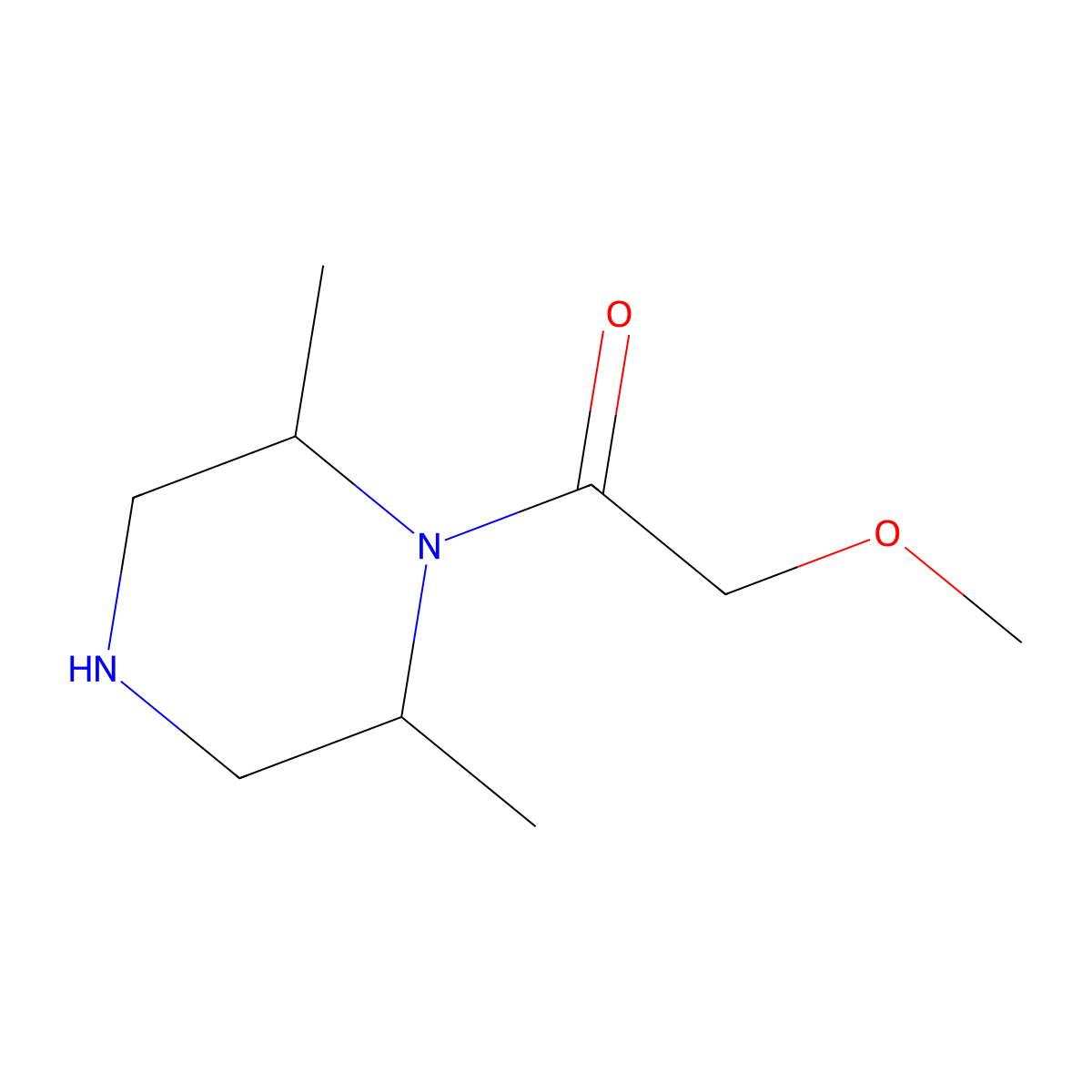 1-(2,6-Dimethylpiperazin-1-yl)-2-methoxyethan-1-one molecular structure, CAS 1410583-01-5