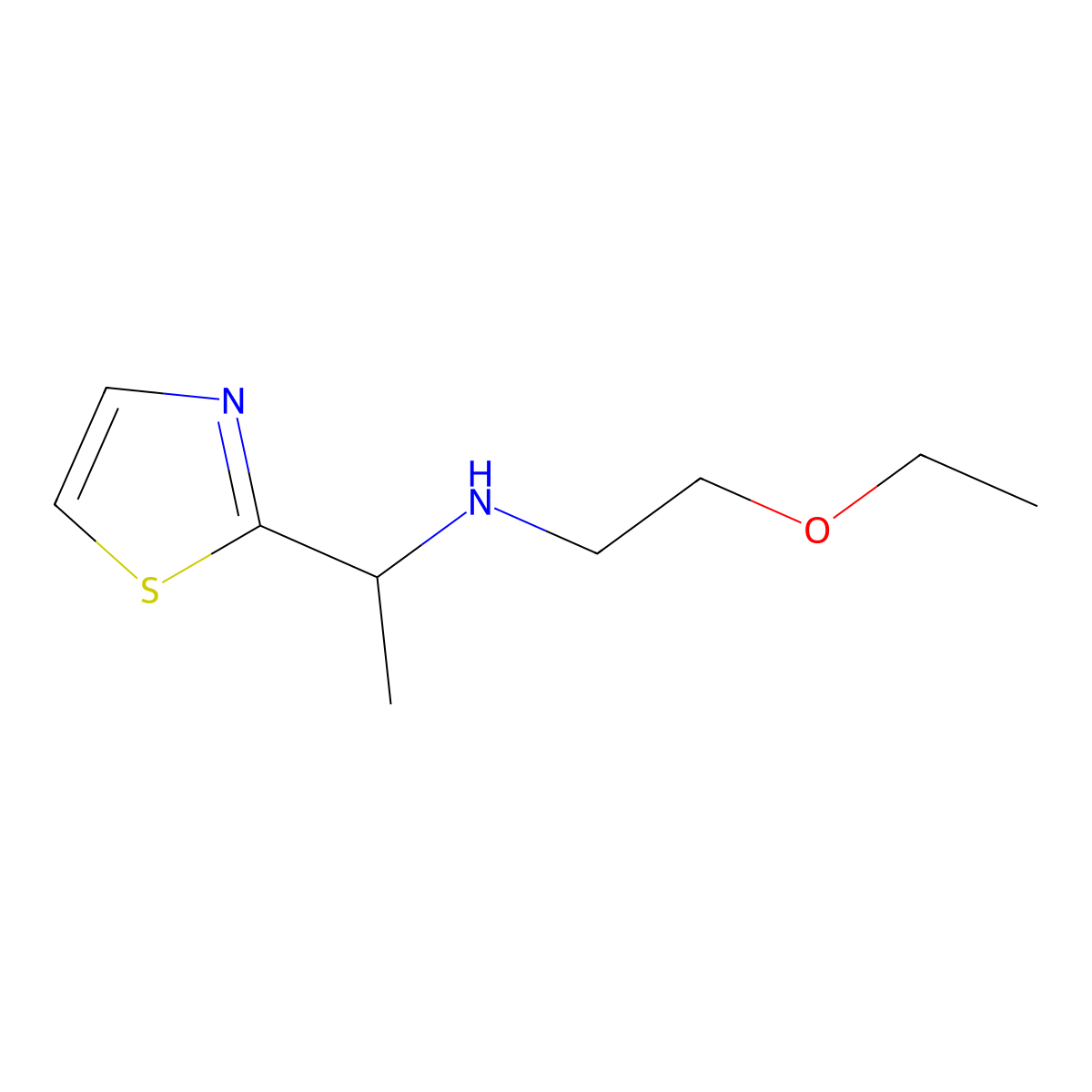 (2-Ethoxyethyl)[1-(1,3-thiazol-2-yl)ethyl]amine molecular structure, CAS 1410586-19-4