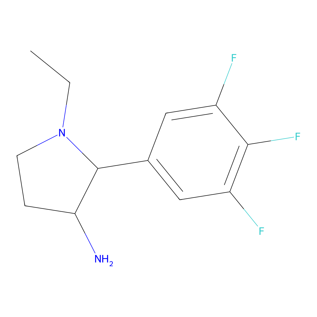 1-Ethyl-2-(3,4,5-trifluorophenyl)pyrrolidin-3-amine molecular structure, CAS 1410590-72-5