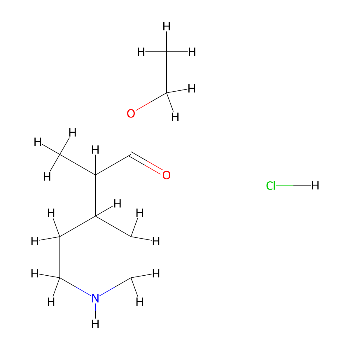 Ethyl 2-(piperidin-4-YL)propanoate hydrochloride molecular structure, CAS 141060-25-5