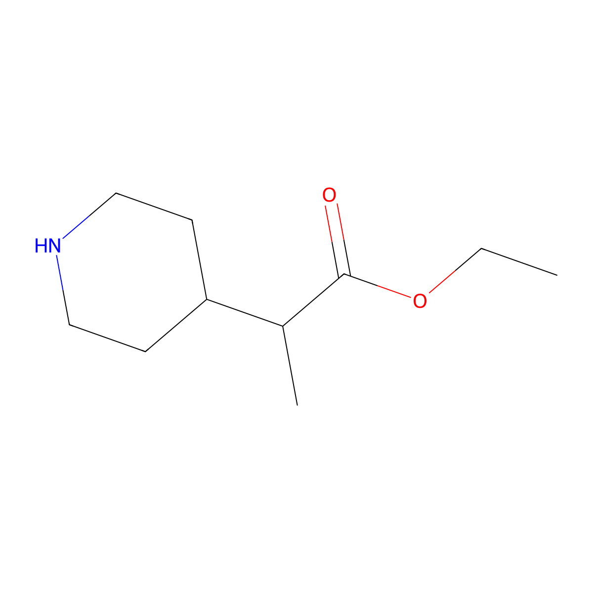 Ethyl 2-(piperidin-4-yl)propanoate molecular structure, CAS 141060-27-7