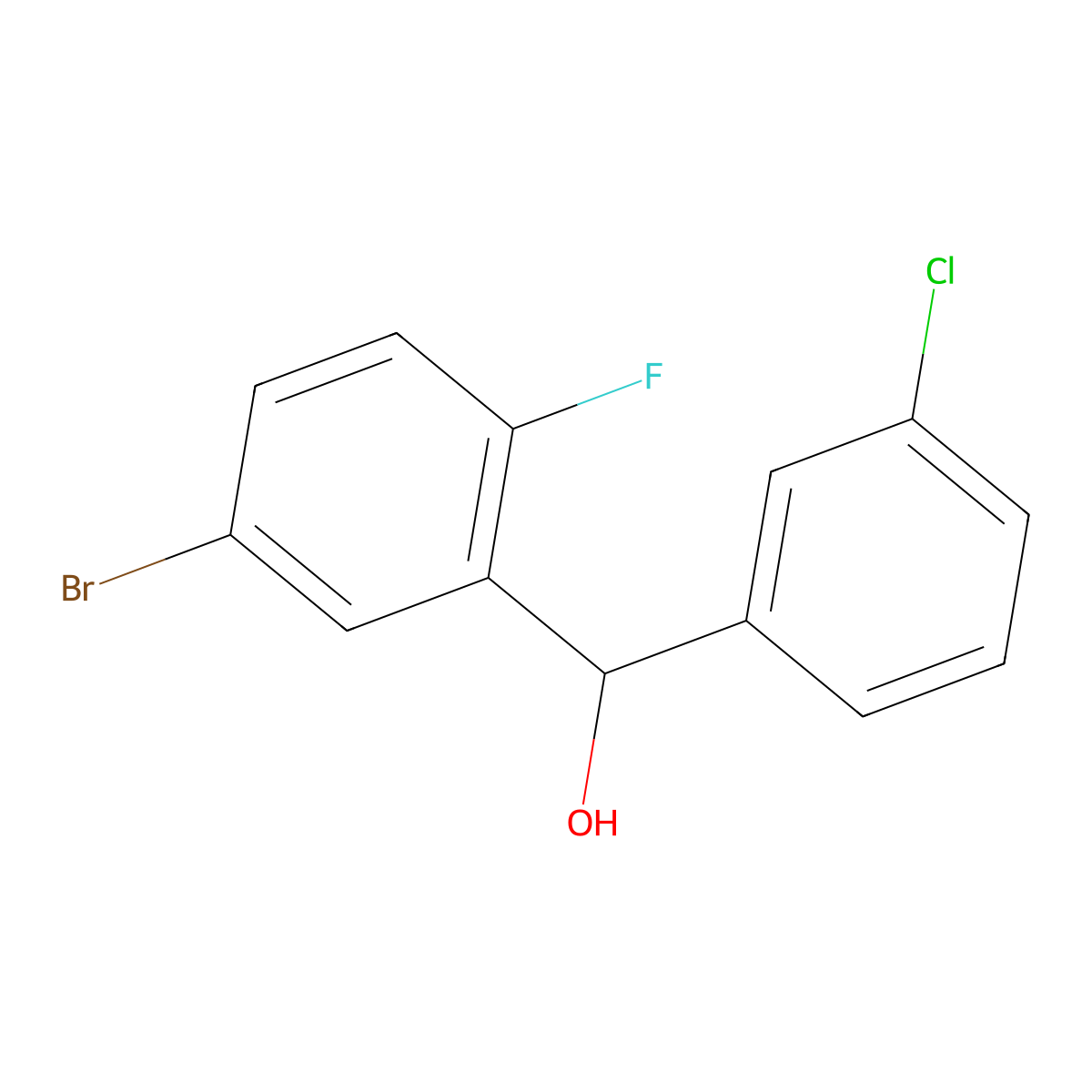 5-Bromo-alpha-(3-chlorophenyl)-2-fluorobenZenemethanol molecular structure, CAS 1410612-27-9