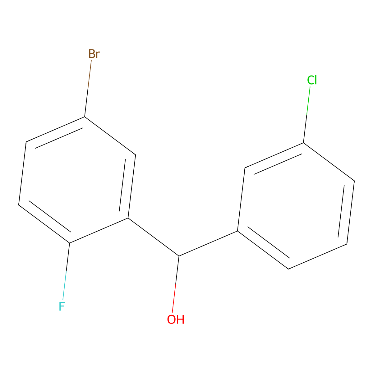 5-Bromo-alpha-(3-chlorophenyl)-2-fluorobenZenemethanol molecular structure, CAS 1410612-27-9