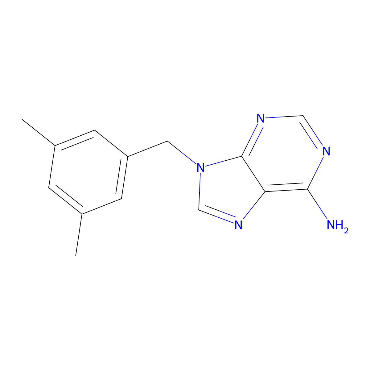 9-((3,5-dimethylphenyl)methyl)-9H-purin-6-amine molecular structure, CAS 1410614-33-3