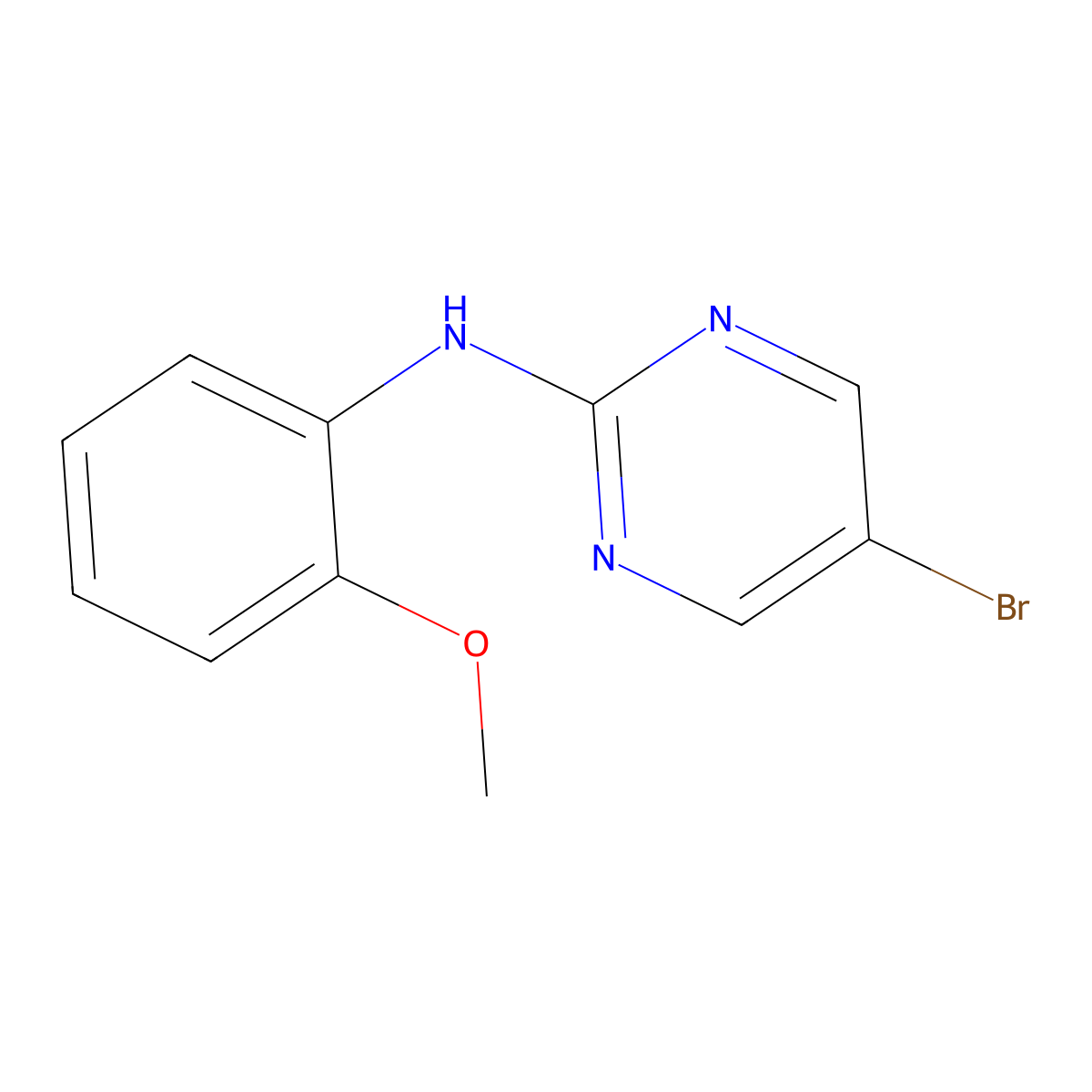 5-bromo-N-(2-methoxyphenyl)pyrimidin-2-amine molecular structure, CAS 1410670-75-5