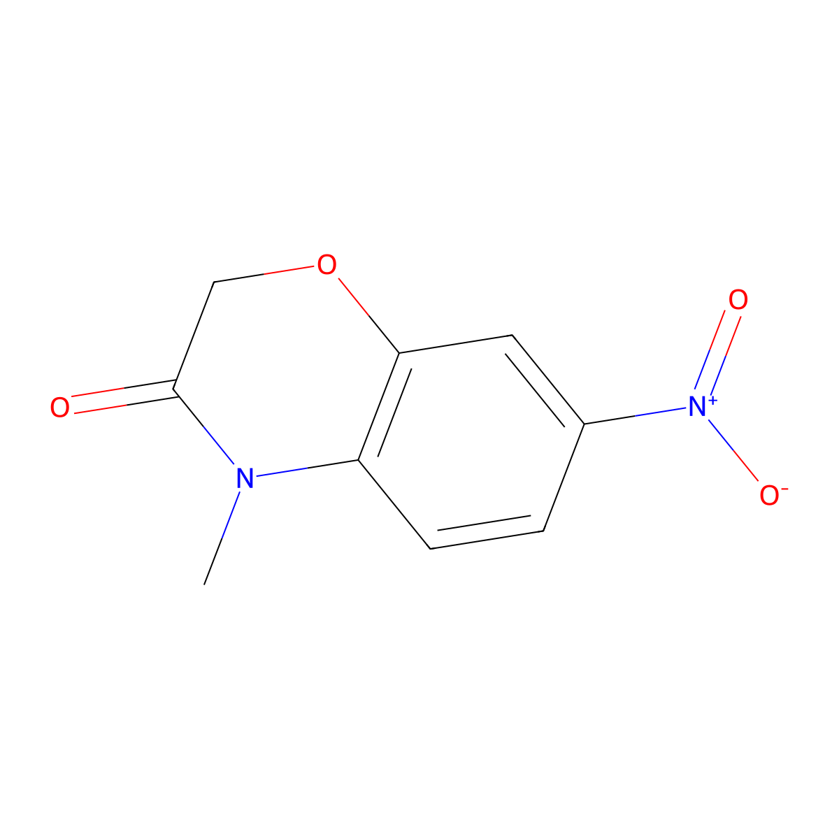 2H-1,4-Benzoxazin-3(4H)-one, 4-methyl-7-nitro- molecular structure, CAS 141068-80-6