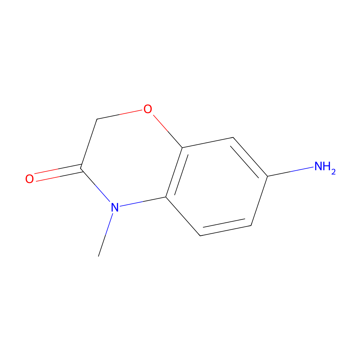 7-amino-4-methyl-3,4-dihydro-2H-1,4-benzoxazin-3-one molecular structure, CAS 141068-81-7