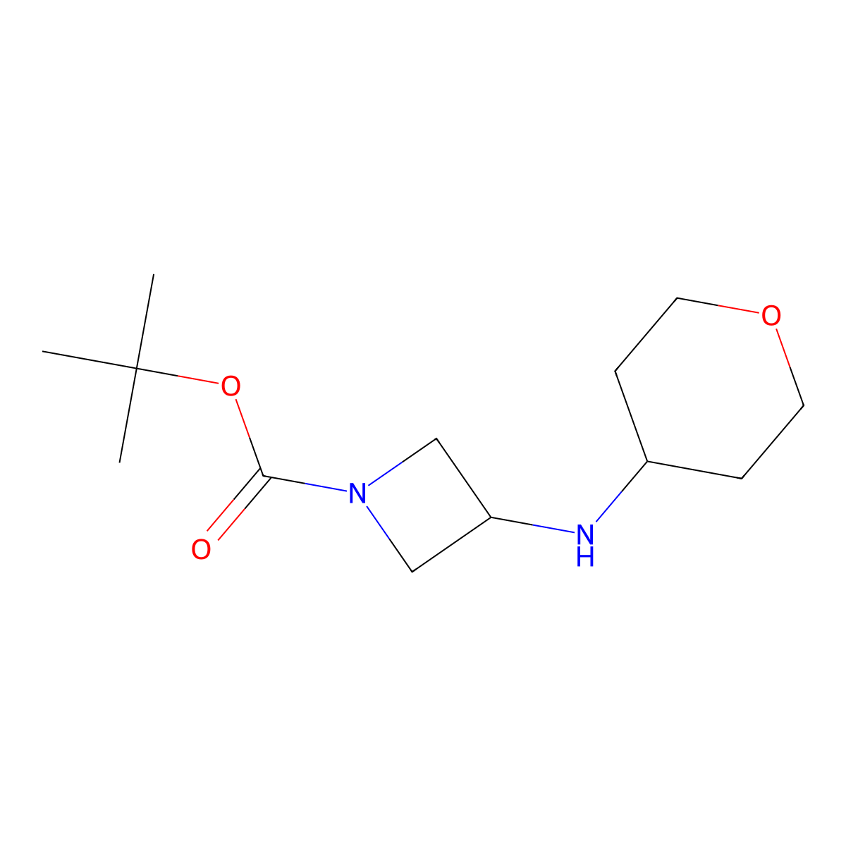 Tert-butyl 3-((oxan-4-yl)amino)azetidine-1-carboxylate molecular structure, CAS 1410688-26-4