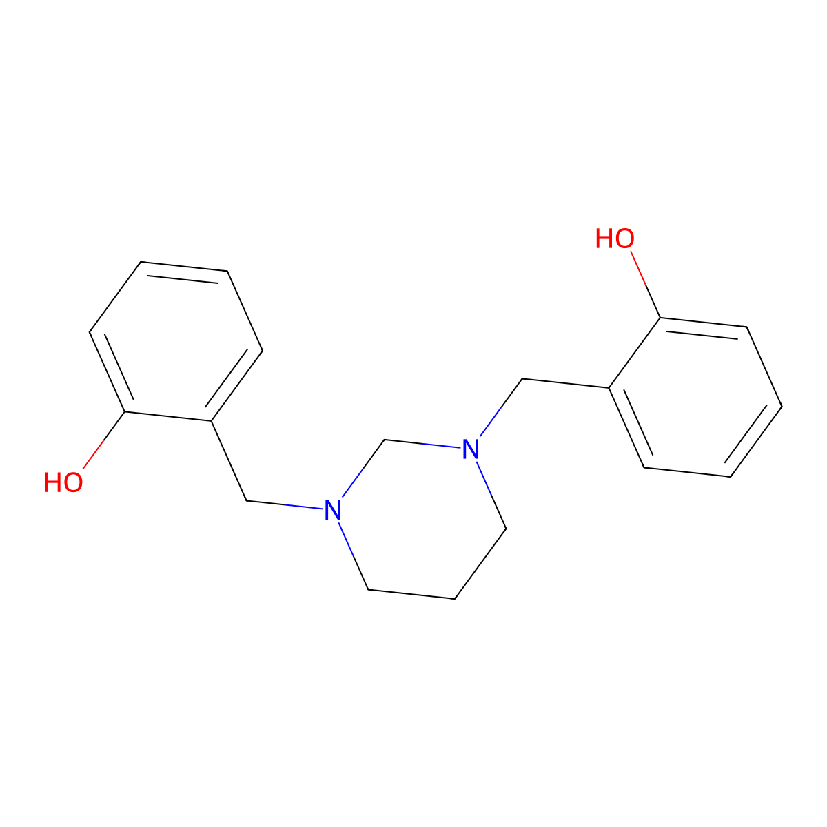 2-[[3-[(2-Hydroxyphenyl)methyl]-1,3-diazinan-1-yl]methyl]phenol molecular structure, CAS 141070-23-7