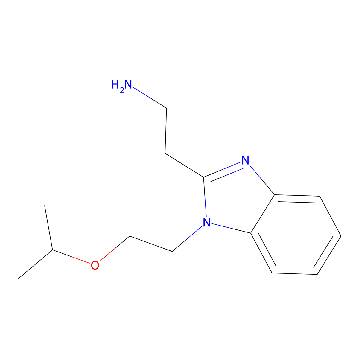 2-{1-[2-(propan-2-yloxy)ethyl]-1H-1,3-benzodiazol-2-yl}ethan-1-amine molecular structure, CAS 1410704-56-1
