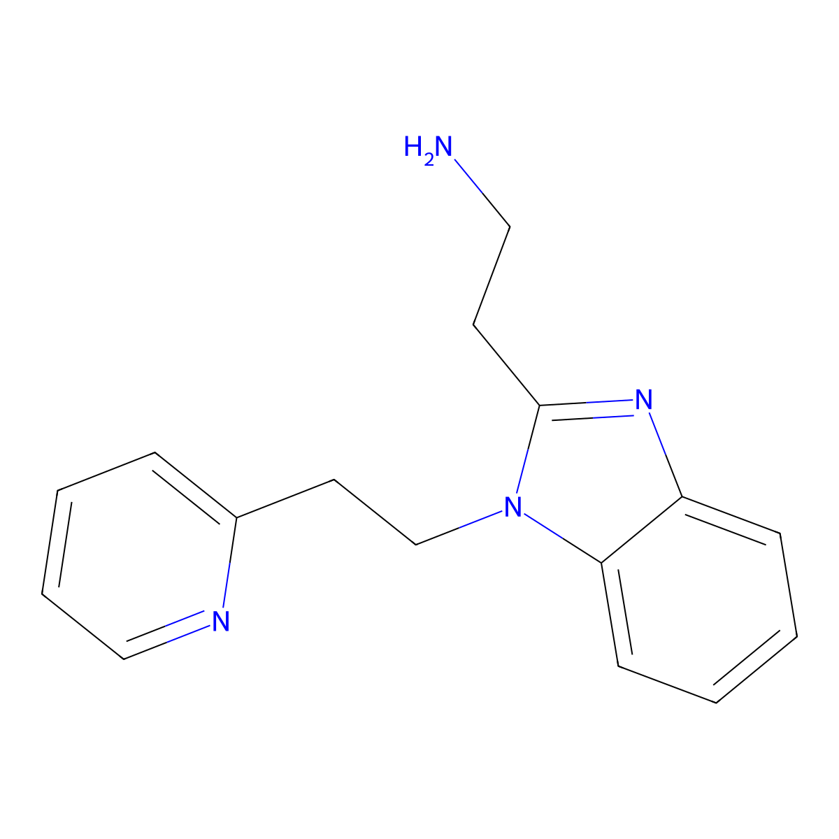 2-(1-(2-(pyridin-2-yl)ethyl)-1H-1,3-benzodiazol-2-yl)ethan-1-amine molecular structure, CAS 1410704-63-0