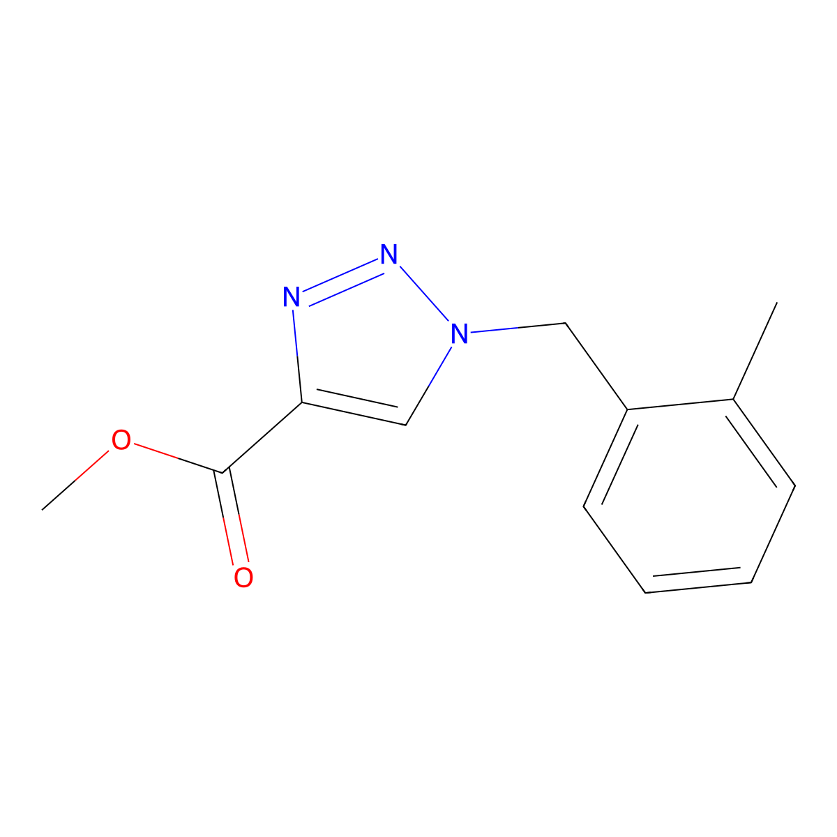methyl 1-(2-methylbenzyl)-1H-1,2,3-triazole-4-carboxylate molecular structure, CAS 141072-10-8