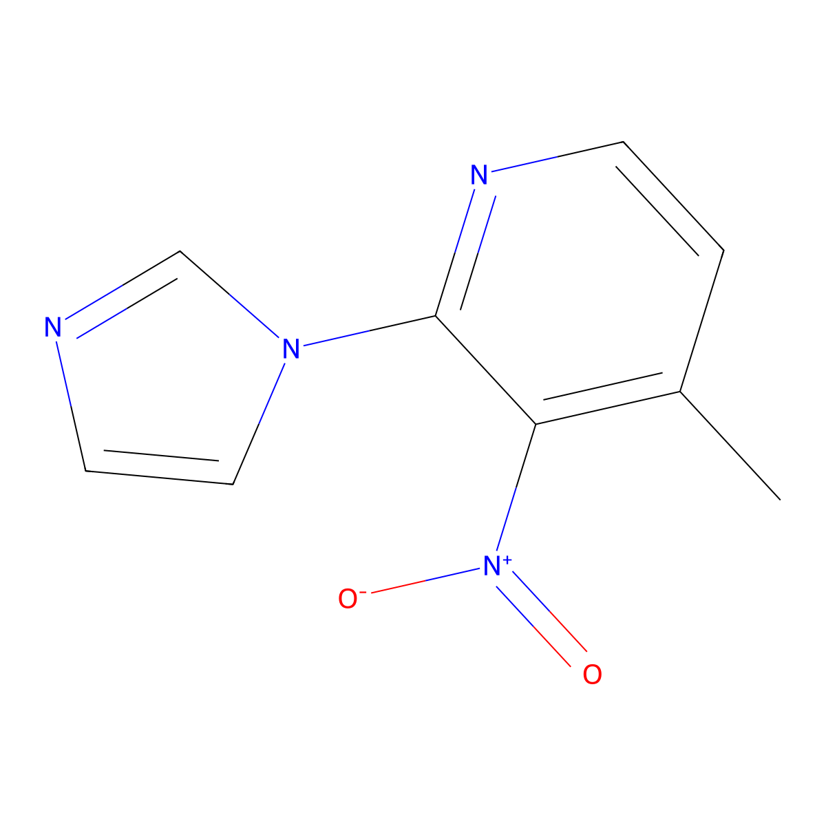 2-(1H-imidazol-1-yl)-4-methyl-3-nitropyridine molecular structure, CAS 1410729-75-7
