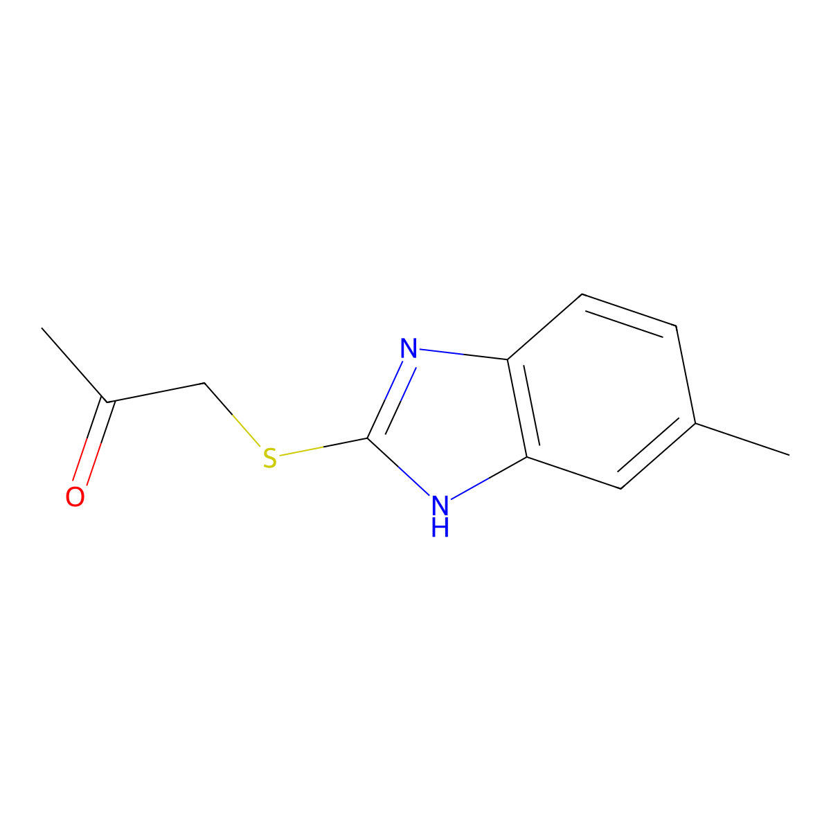 1-[(6-methyl-1H-benzimidazol-2-yl)sulfanyl]propan-2-one molecular structure, CAS 141075-24-3