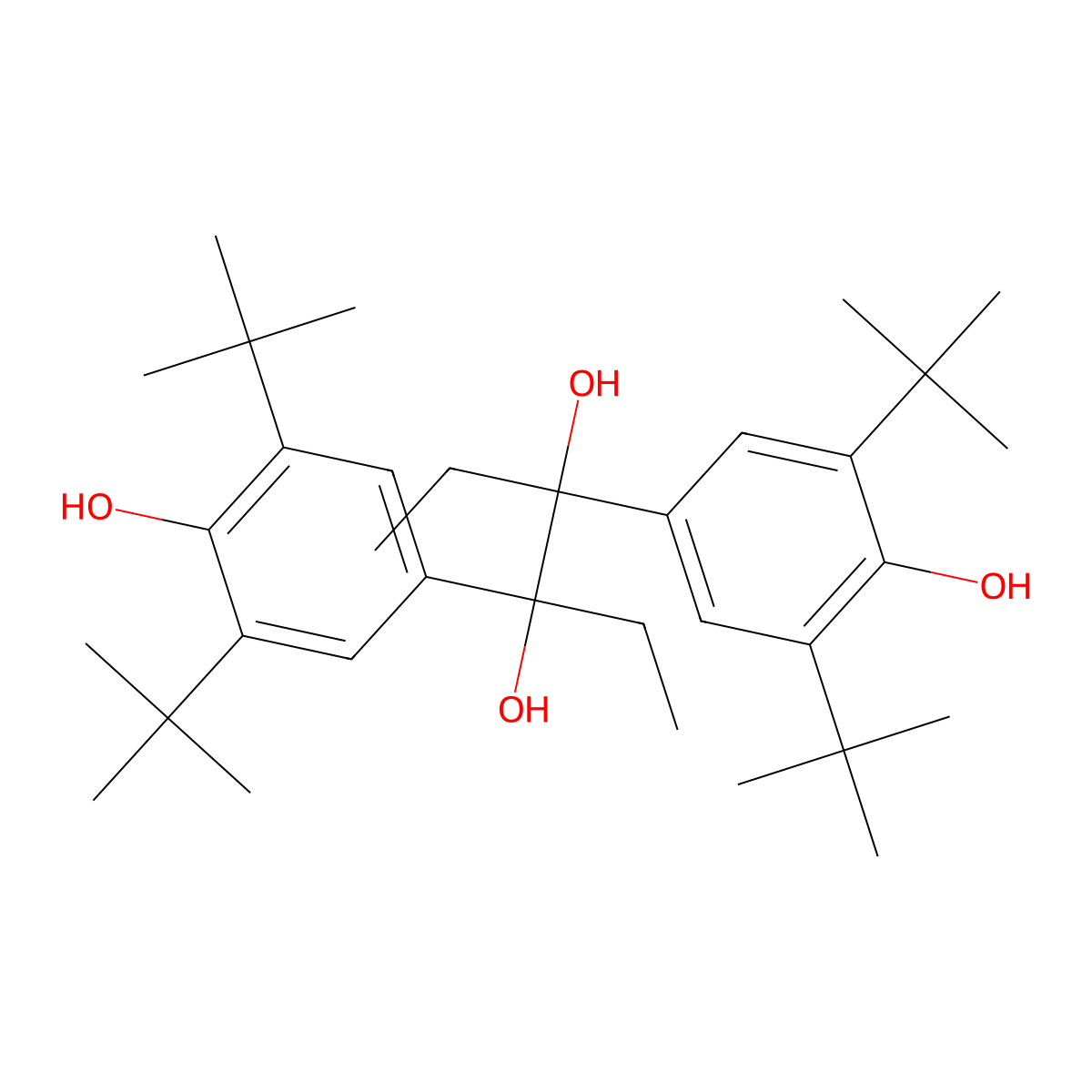 2,4-Hexanediol, 3,4-bis(3,5-bis(1,1-dimethylethyl)-4-hydroxyphenyl)- molecular structure, CAS 141075-83-4