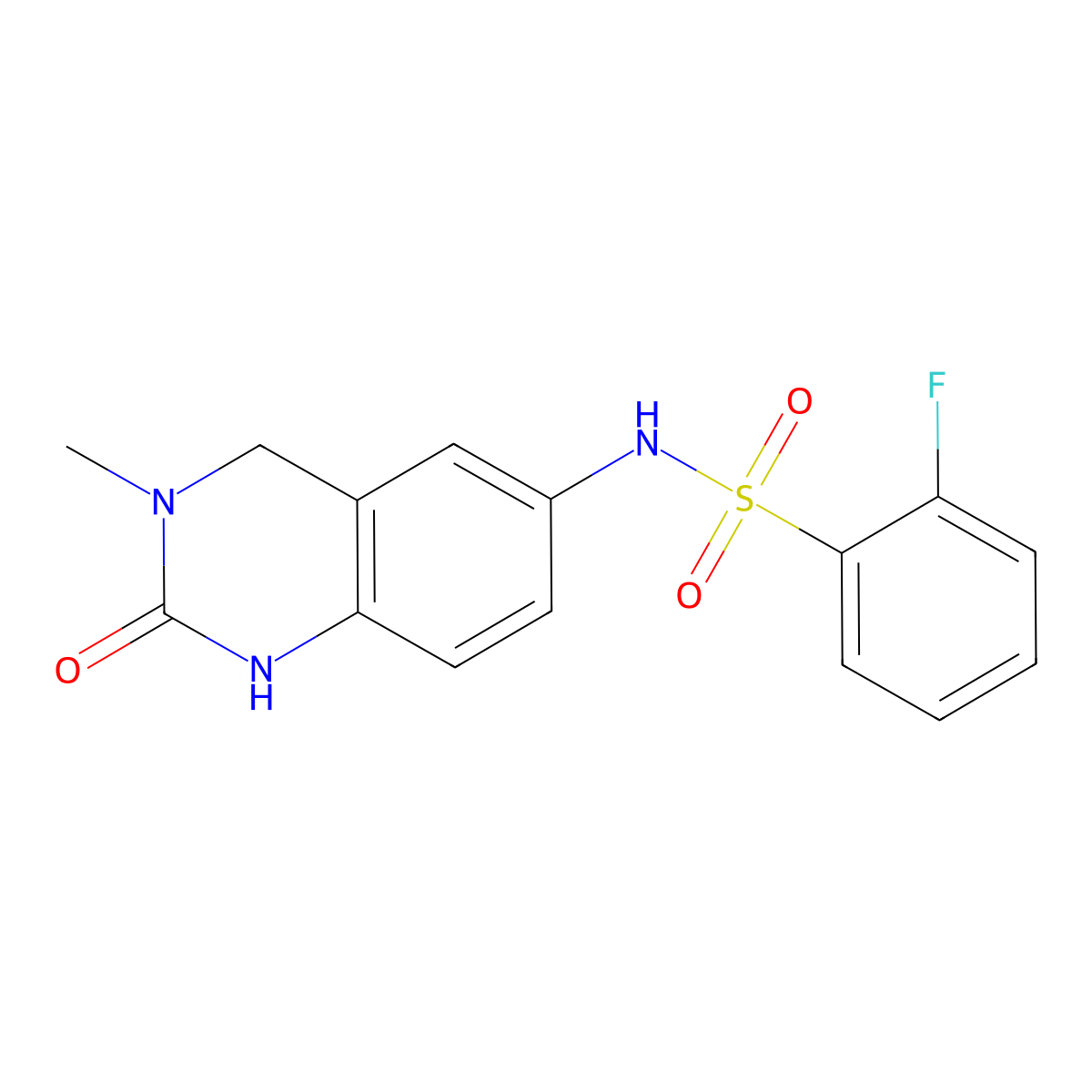 2-fluoro-N-(3-methyl-2-oxo-1,2,3,4-tetrahydroquinazolin-6-yl)benzene-1-sulfonamide molecular structure, CAS 1410782-61-4