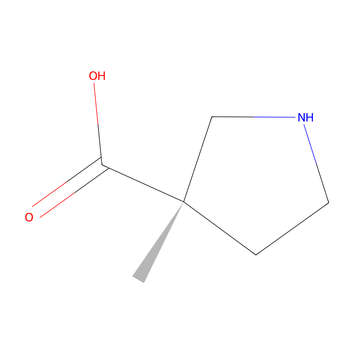 (R)-3-methylpyrrolidine-3-carboxylic acid molecular structure, CAS 1410783-77-5
