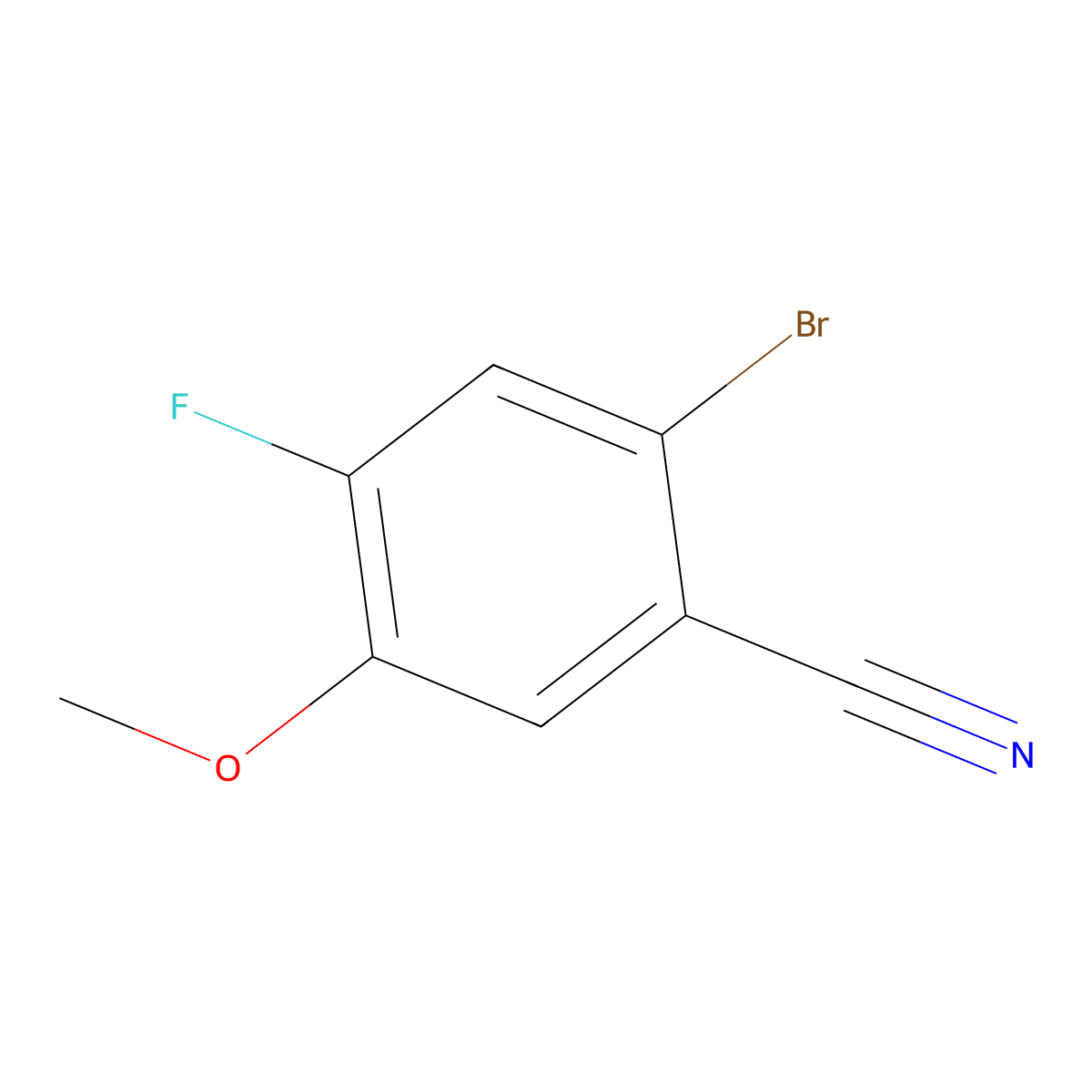 2-Bromo-4-fluoro-5-methoxybenzonitrile molecular structure, CAS 1410791-42-2