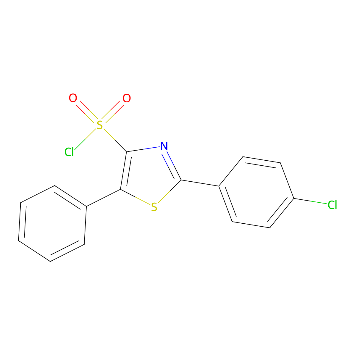 2-(4-Chlorophenyl)-5-phenyl-1,3-thiazole-4-sulfonyl chloride molecular structure, CAS 1410792-91-4