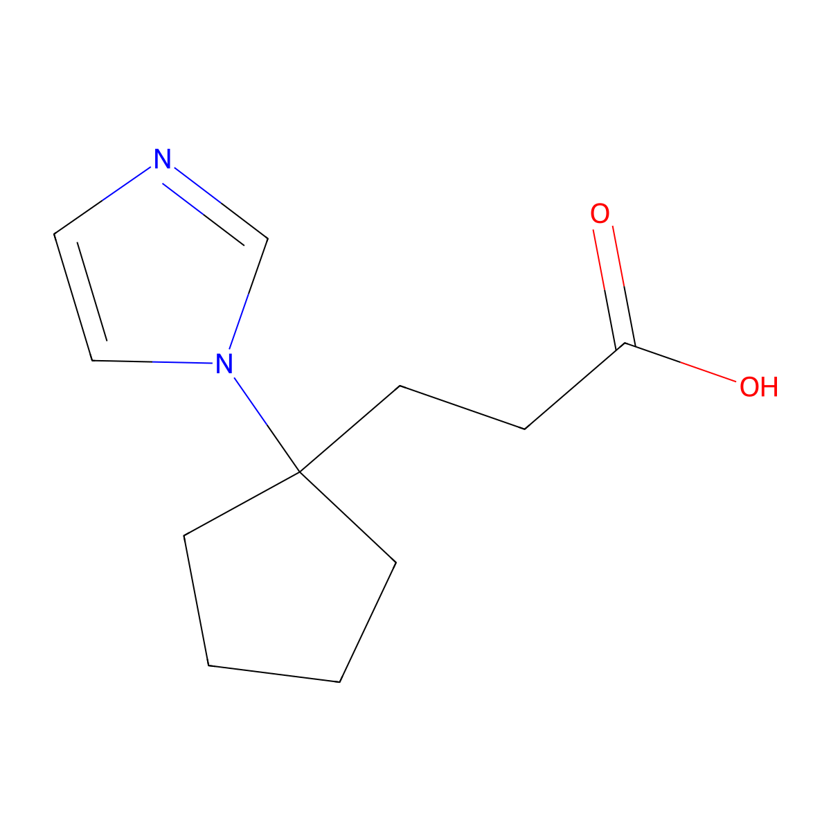 3-(1-(1H-Imidazol-1-yl)cyclopentyl)propanoic acid molecular structure, CAS 1410792-96-9