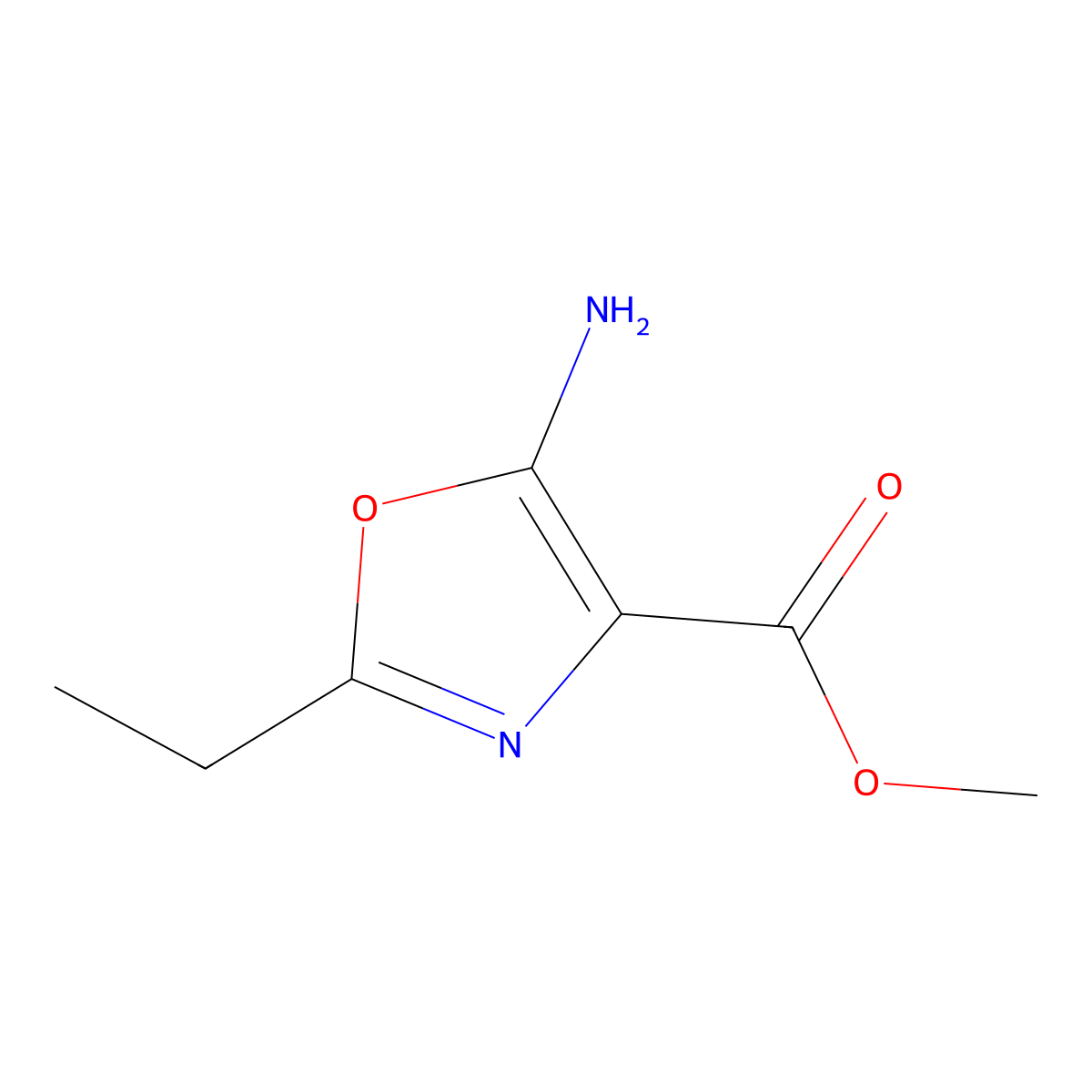 Methyl 5-amino-2-ethyl-1,3-oxazole-4-carboxylate molecular structure, CAS 1410792-99-2