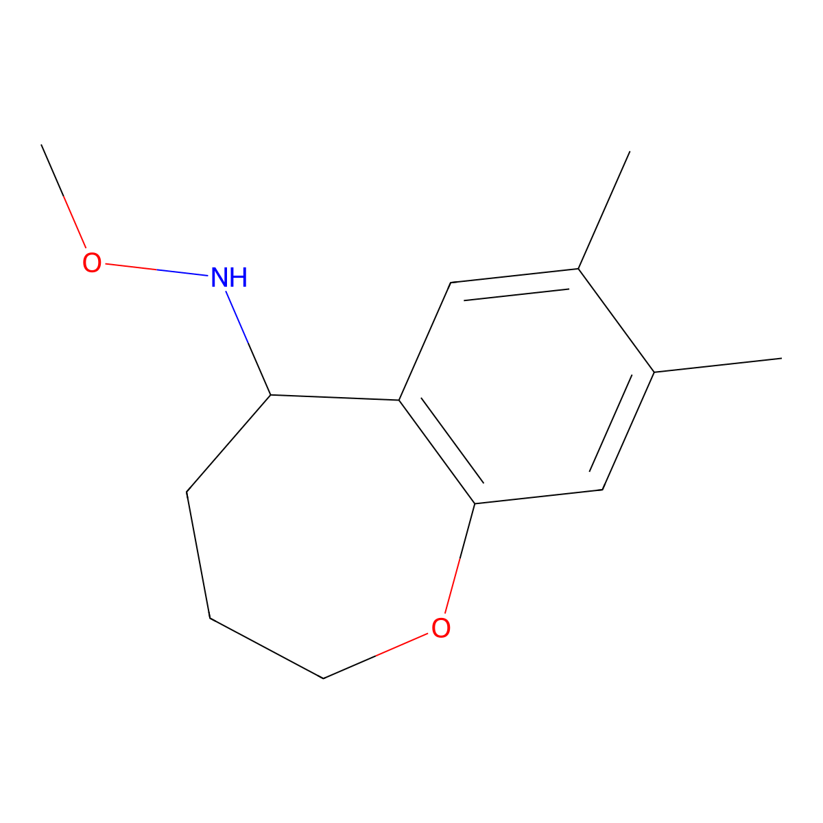 N-methoxy-7,8-dimethyl-2,3,4,5-tetrahydro-1-benzoxepin-5-amine molecular structure, CAS 1410793-09-7