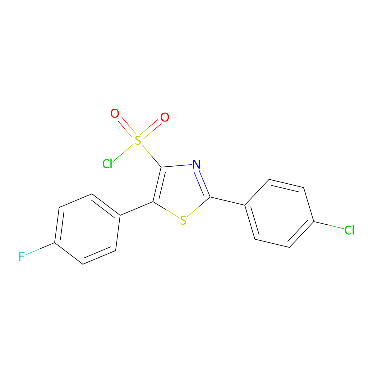 2-(4-Chlorophenyl)-5-(4-fluorophenyl)-1,3-thiazole-4-sulfonyl chloride molecular structure, CAS 1410793-11-1