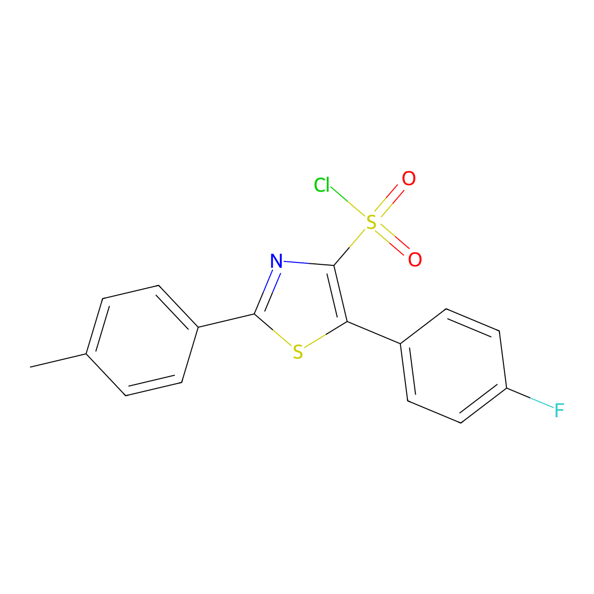 5-(4-Fluorophenyl)-2-(4-methylphenyl)-1,3-thiazole-4-sulfonyl chloride molecular structure, CAS 1410793-15-5