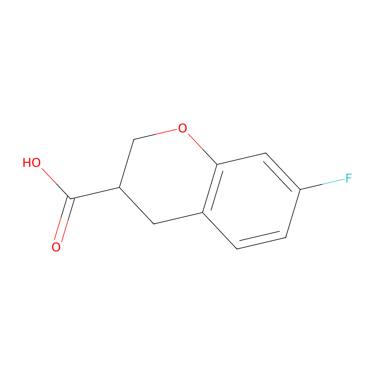 7-fluoro-3,4-dihydro-2H-1-benzopyran-3-carboxylic acid molecular structure, CAS 1410797-04-4