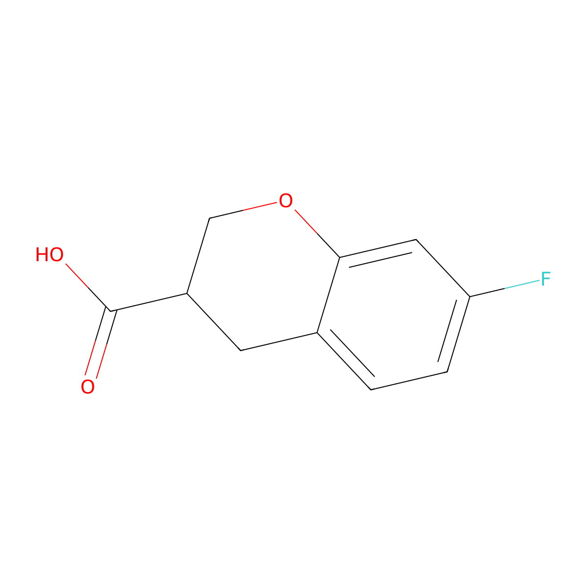 7-fluoro-3,4-dihydro-2H-1-benzopyran-3-carboxylic acid molecular structure, CAS 1410797-04-4