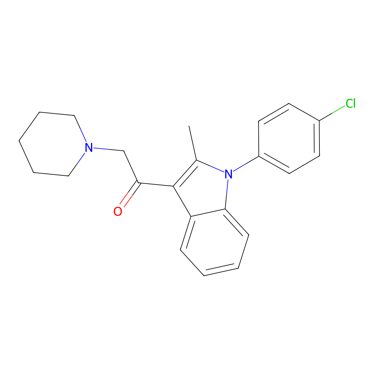 1-(1-(4-Chlorophenyl)-2-methyl-1H-indol-3-yl)-2-(piperidin-1-yl)ethanone molecular structure, CAS 1410806-62-0