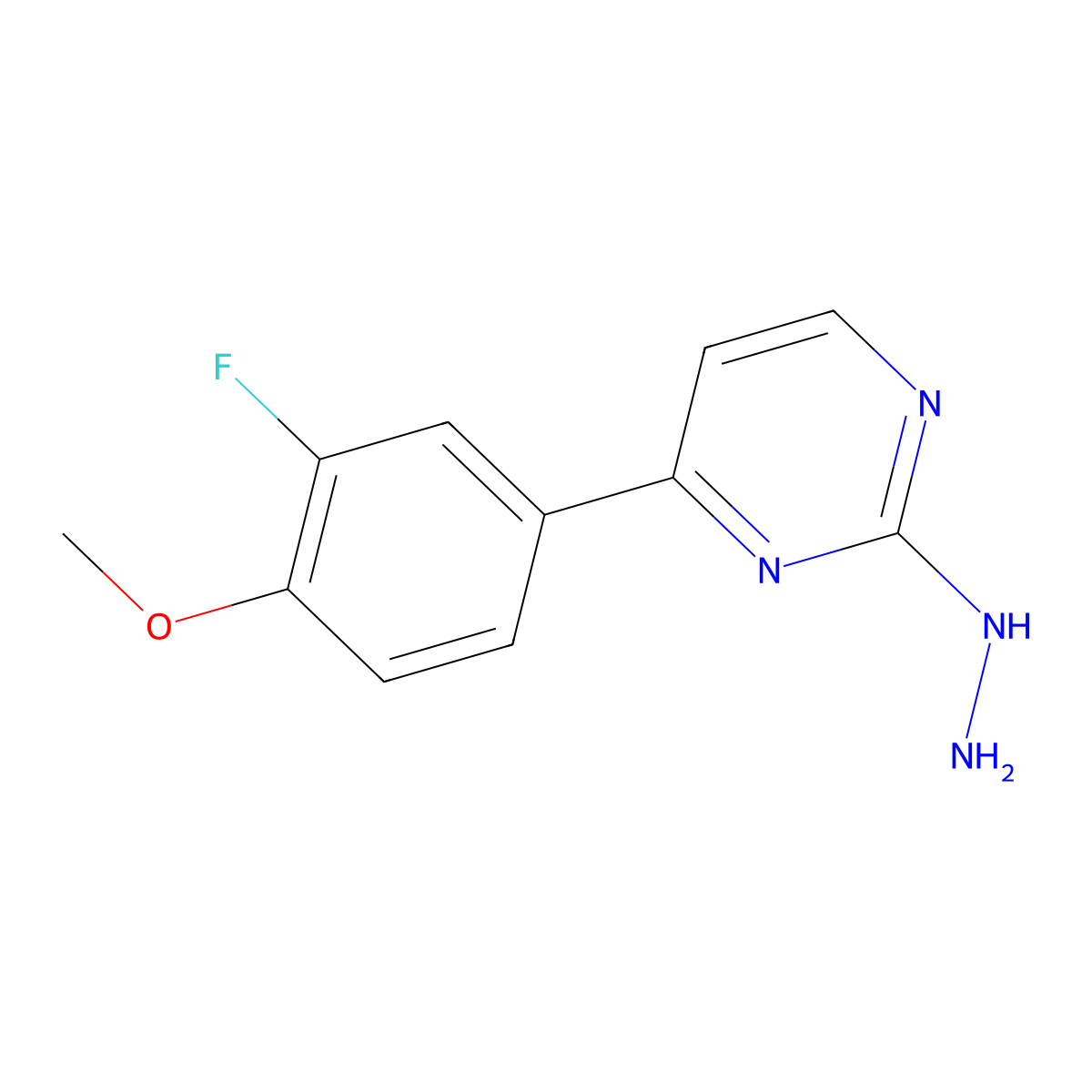 4-(3-Fluoro-4-methoxyphenyl)-2-hydrazinopyrimidine molecular structure, CAS 1410821-09-8